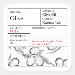 Black & White Apothecary Olive label