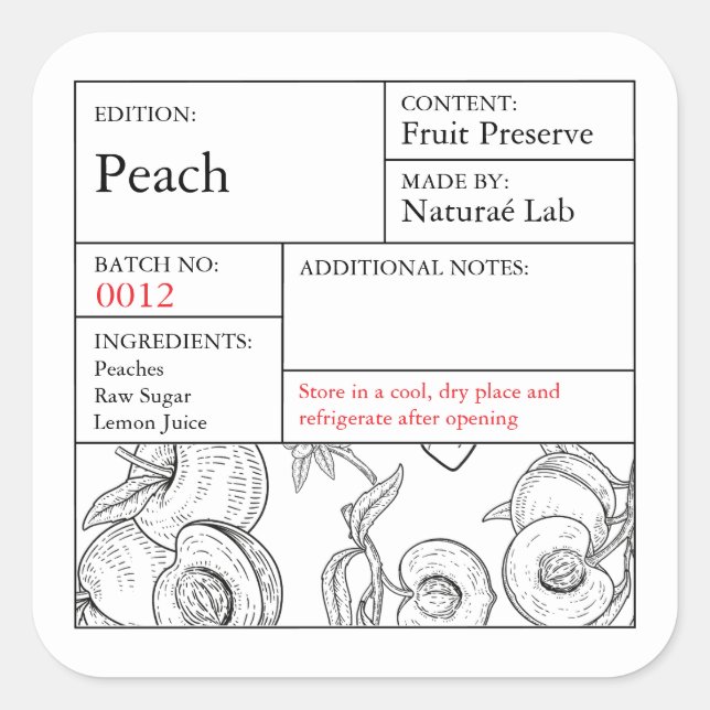 Black & White Apothecary Peach label (Front)