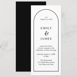 Black & White Arch Minimalist Long Wedding  Invitation