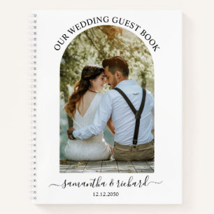 Black White Arch Newlywed Photo Wedding Guest   Notebook