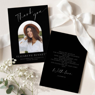 Black White Arch Photo Graduation Thank You Card