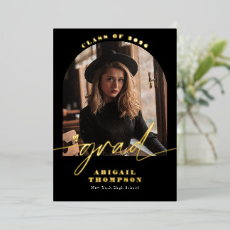 Black & White Arch Photo Script Graduation