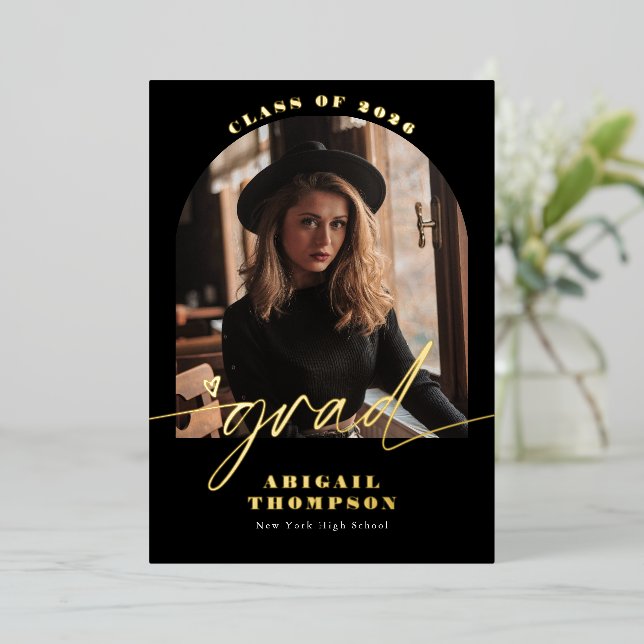 Black & White Arch Photo Script Graduation (Standing Front)