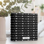 Black & White Arrows Pattern Personalized Binder<br><div class="desc">Design features a white arrow pattern on a black background. Personalize with a name,  monogram,  or text of your choice,  or simply delete the text field and white box to leave blank. Tons of coordinating accessories available in our shop!</div>