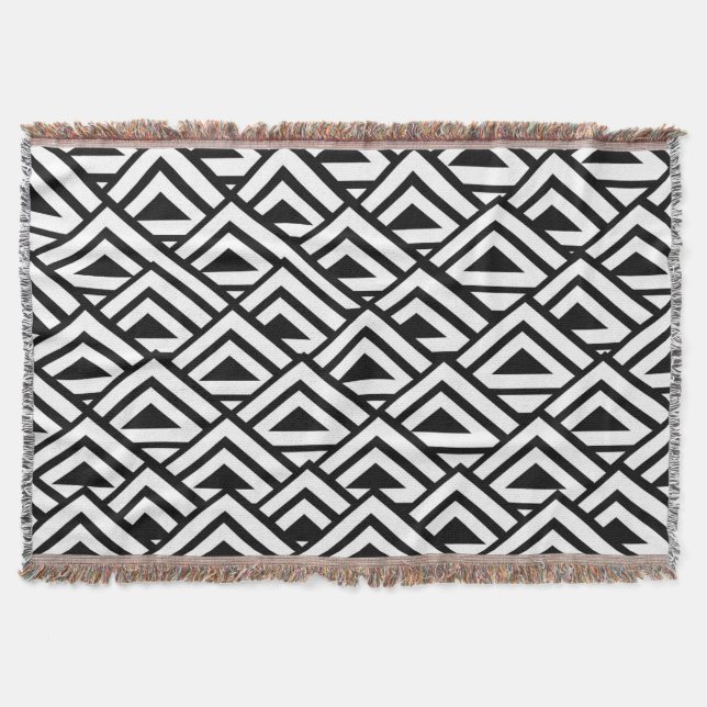 Black White Art Deco Design Throw Blanket (Front)