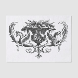 Black & White Art Deco Dragon Decoupage Tissue Paper