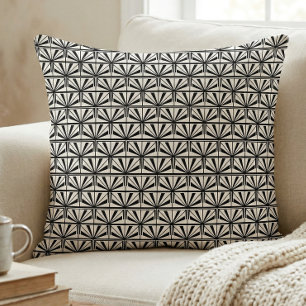 Black White Art Deco Geometric Pattern Throw Pillow