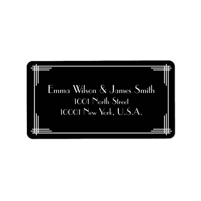 Black White Art Deco Great Gatsby Address Labels (Front)