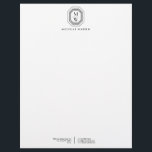 Black/White Art Deco Monogram Letterhead<br><div class="desc">Coordinates with the Black/White Art Deco Monogram Business Card Template by 1201AM. Your initials are elegantly displayed on a vintage-inspired art deco plaque for a unique logo. A stylish and classic motif on this designer letterhead template. © 1201AM CREATIVE</div>