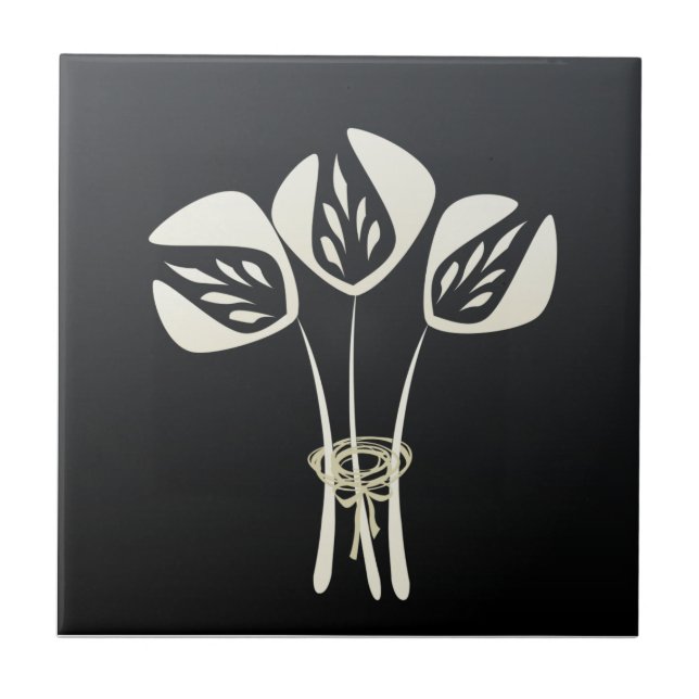 Black White Art Deco Style Tile (Front)