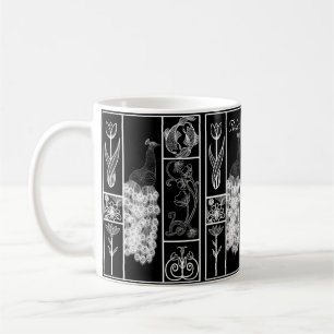 Black & white art deco stylised customisable coffee mug
