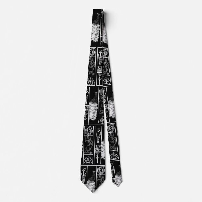 Black & white art deco stylised customisable   tie (Front)