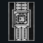 Black & White Art Deco Tapestry Poster<br><div class="desc">Hard edge prairie-style art deco geometric abstract design with paper texturing and pencil like fills.</div>