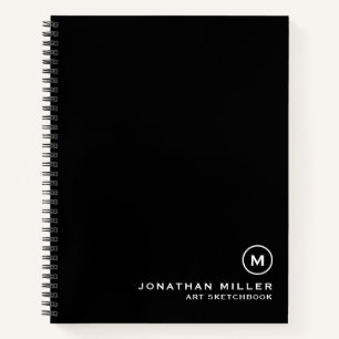 Black White Artist Sketchbook Monogram Notebook