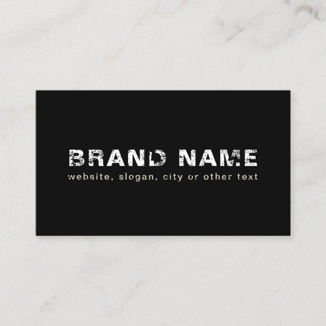 Black White Artsy Grunge Cool Brand + Your name Business Card (Front)