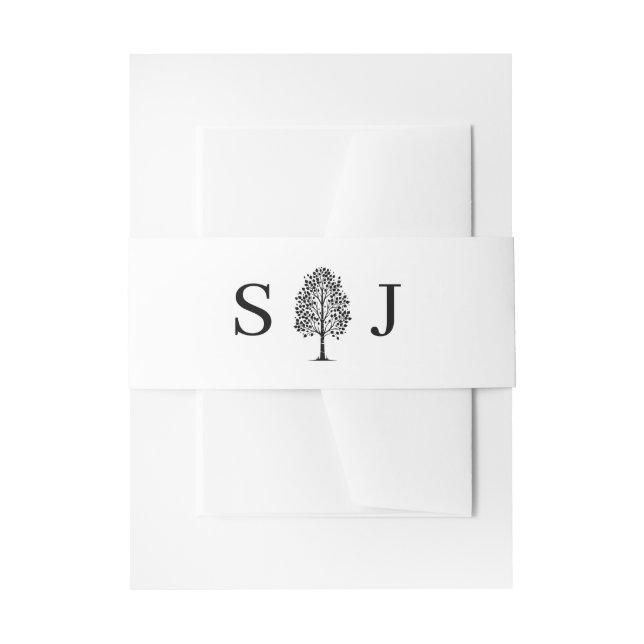 Black & White Aspen Tree Wedding Invitation Belly Band (Front Example)