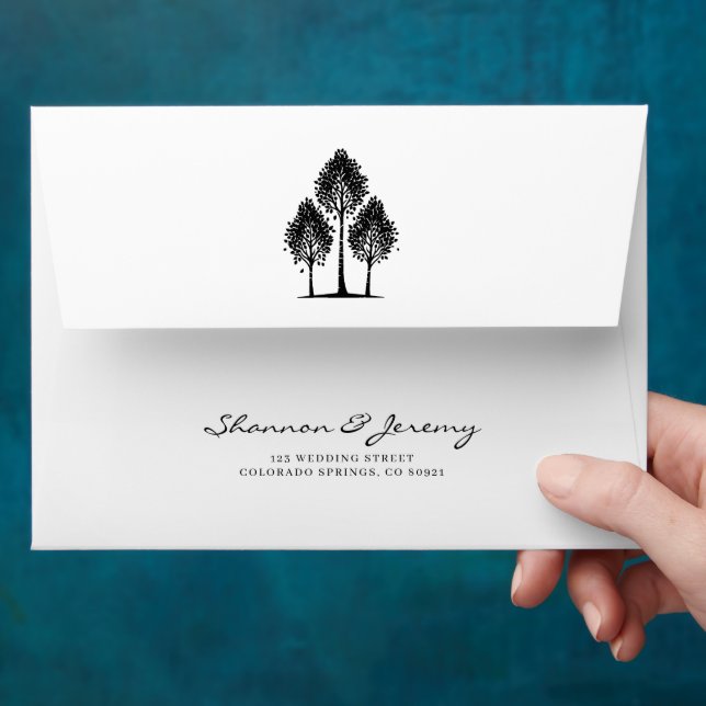 Black & White Aspen Wedding Envelope (Hand)