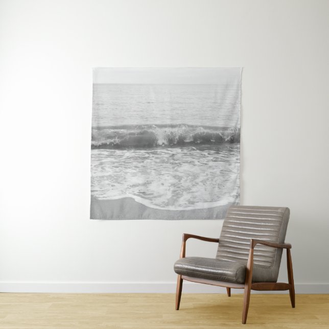 Black & White Atlantic Ocean Bliss 1 Tapestry (In Situ)