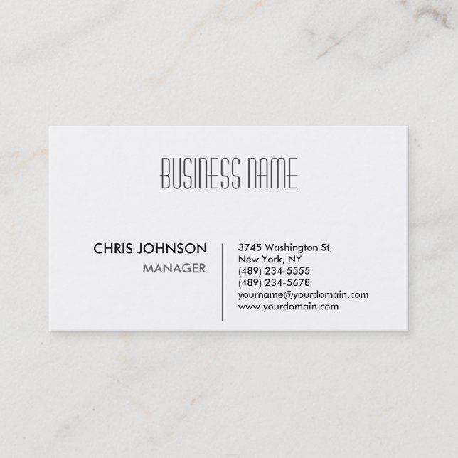 Black & White Attractive Manager Business Card (Front)