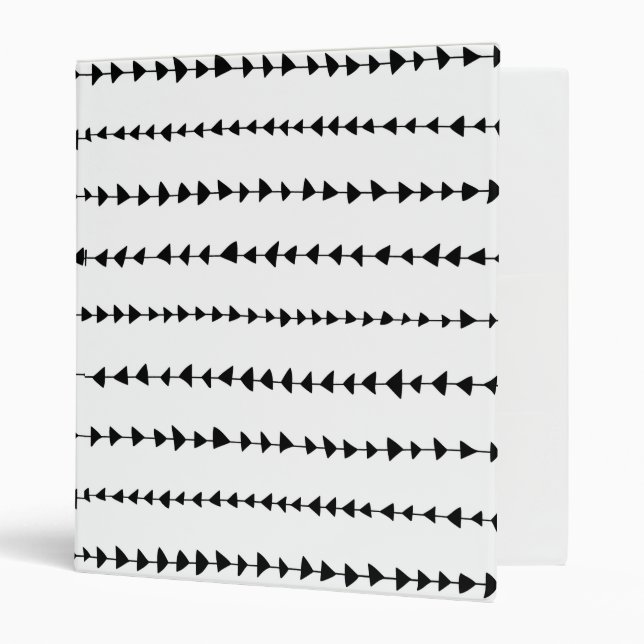 Black White Aztec Arrows Pattern Binder (Front/Inside)