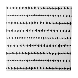 Black White Aztec Arrows Pattern Tile
