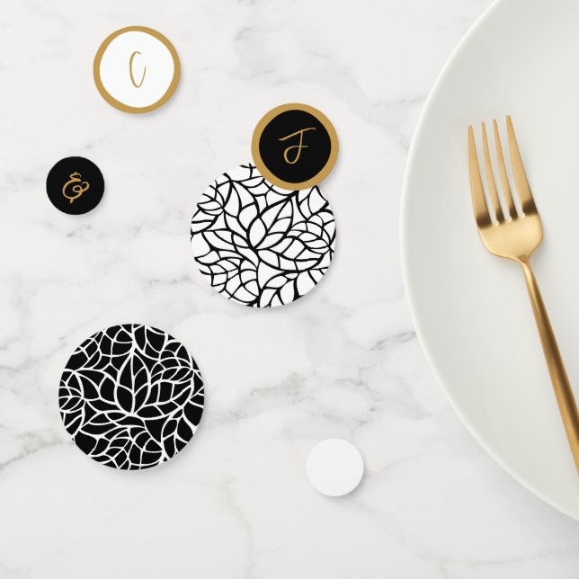 Black White Aztek Gold Colour Initials Confetti (Group)