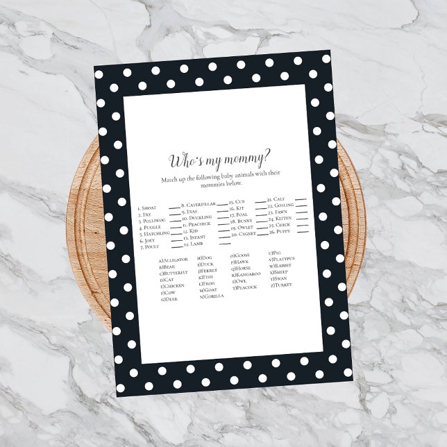 Black White Baby Bow Who's My Mommy Shower Game Invitation (Creator Uploaded)