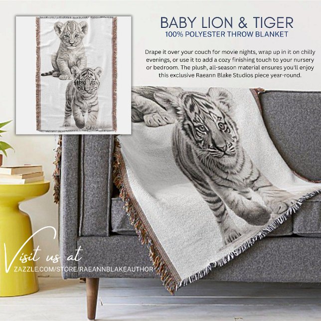 Black & White Baby Lion & Tiger Throw Blanket (Creator Uploaded)