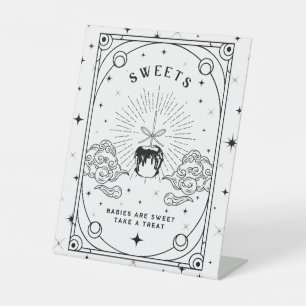 Black & White Baby Shower Sweet Dessert Table Pedestal Sign