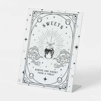 Black & White Baby Shower Sweet Dessert Table Pedestal Sign