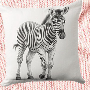 Black & White Baby Zebra Square Throw Pillow