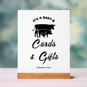 Black White BabyQ Baby Shower Cards & Gifts Sign