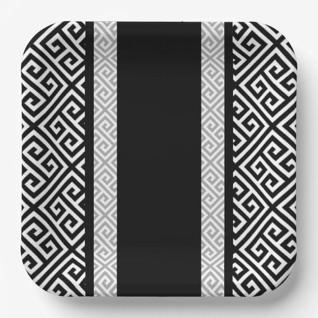 Black & white bachelor party paper plate (Front)