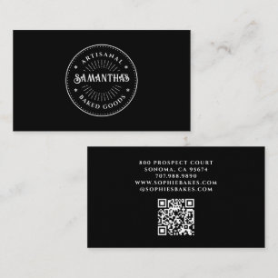 Black White Baker Bakery Logo Business Card