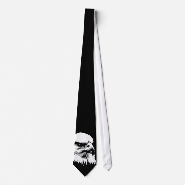 Black & White Bald American Eagle Neck Tie (Front)