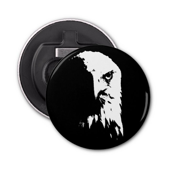 Black & White Bald Eagle Bottle Opener (Front)