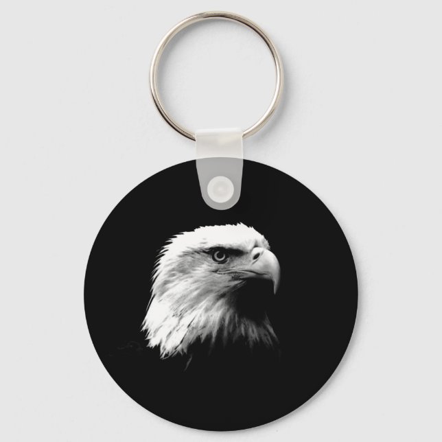 Black & White Bald Eagle Keychain (Front)