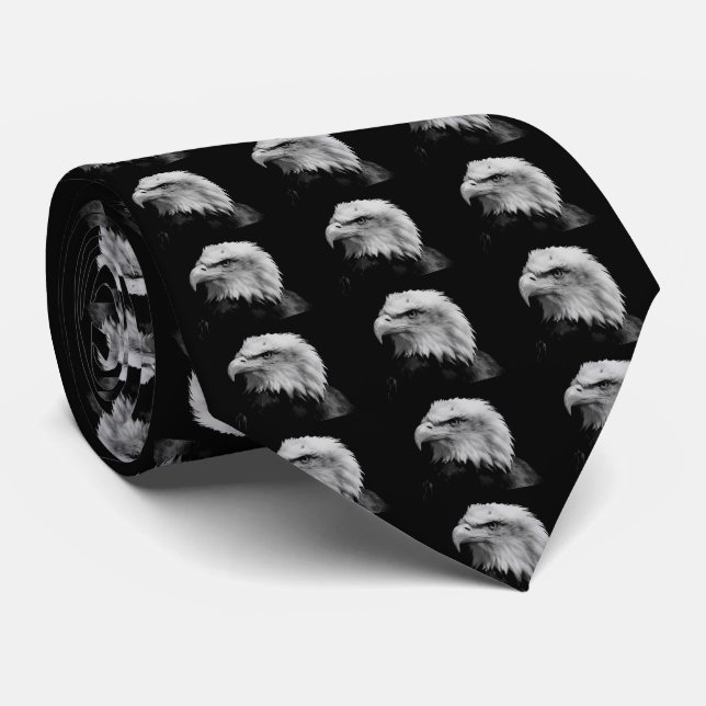 Black & White Bald Eagle Tie (Rolled)
