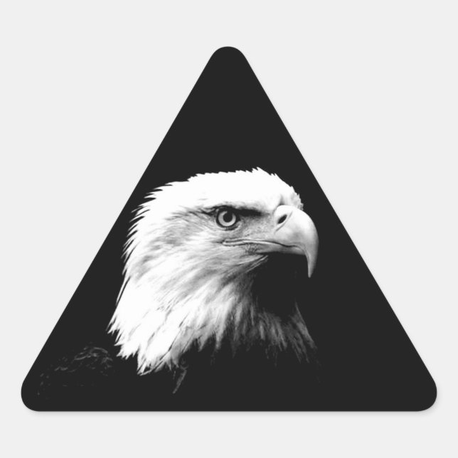 Black & White Bald Eagle Triangle Sticker (Front)