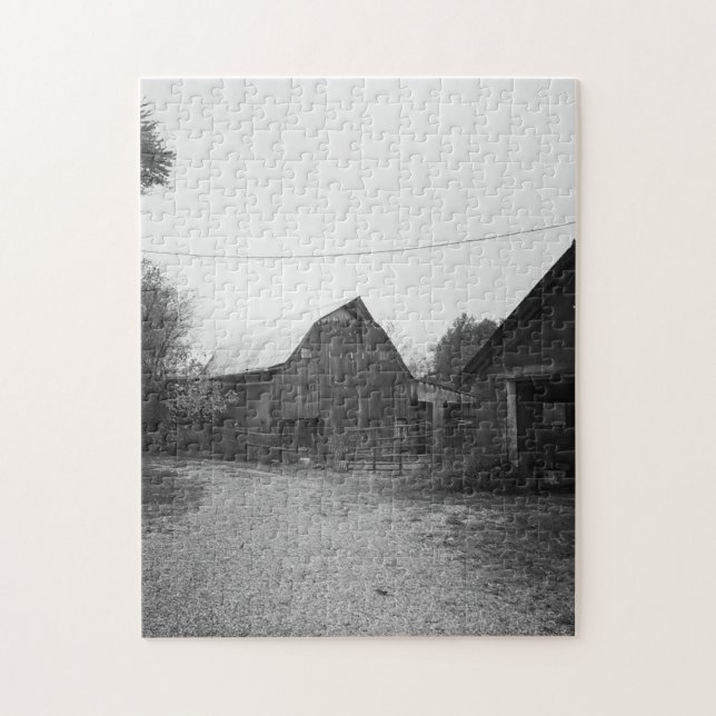 Black & White Barn Photo Jigsaw Puzzle (Vertical)