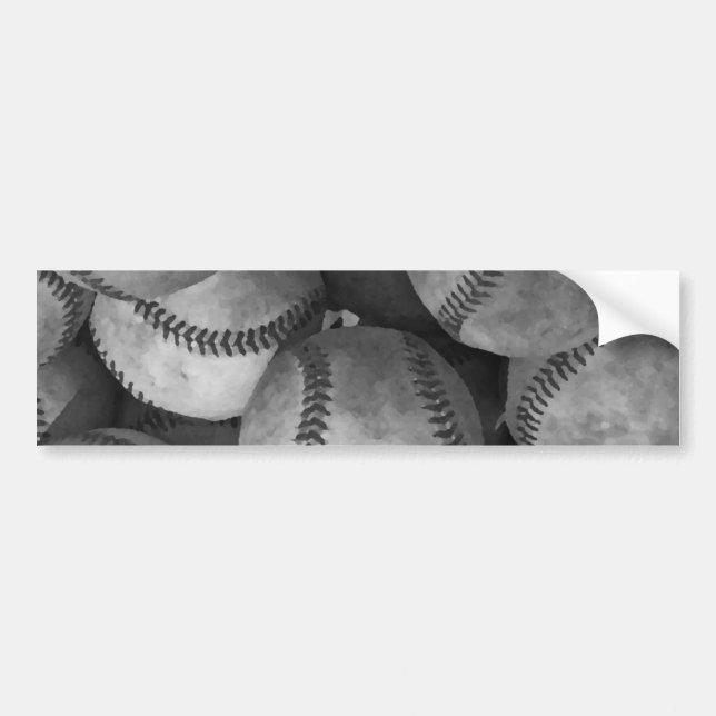 Black & White Baseball Bumper Sticker (Front)