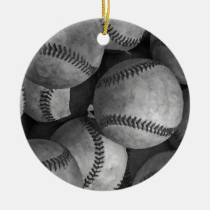 Black & White Baseball Ceramic Ornament