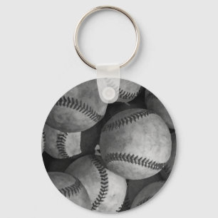 Black & White Baseball Keychain