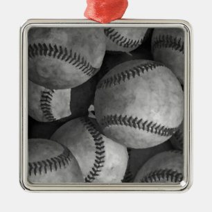 Black & White Baseball Metal Ornament