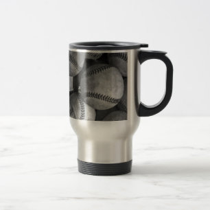 Black & White Baseball Travel Mug