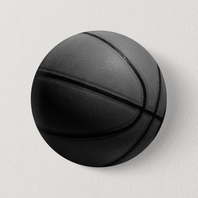Black & White Basketball 2 Inch Round Button (Front)