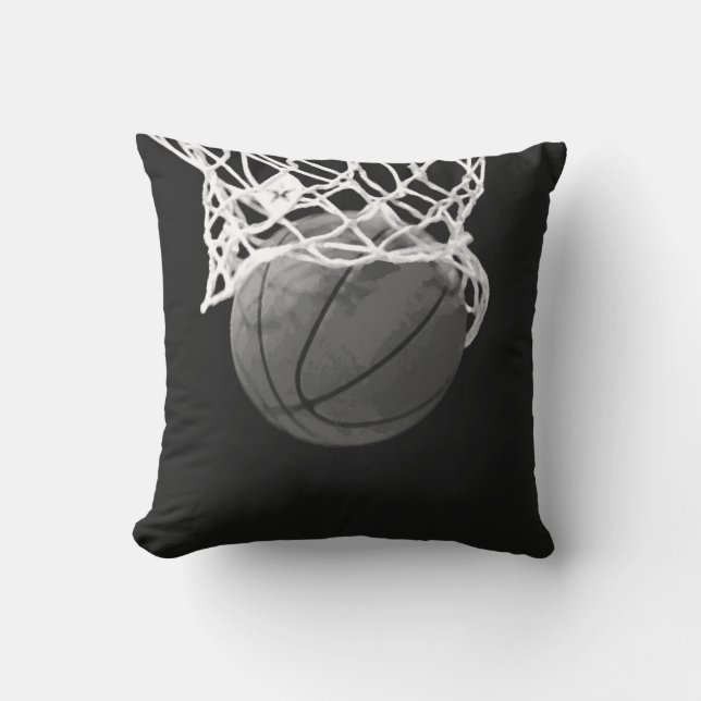 Black & White Basketball American MoJo Pillow (Front)