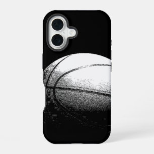 Black White Basketball Art iPhone 16 Case