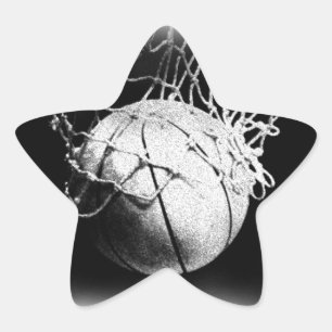 Black & White Basketball Art Star Sticker