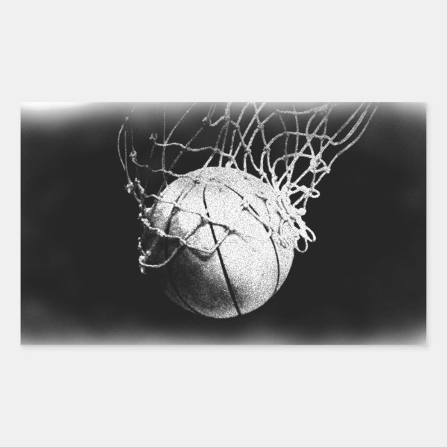 Black & White Basketball Art Sticker (Front)